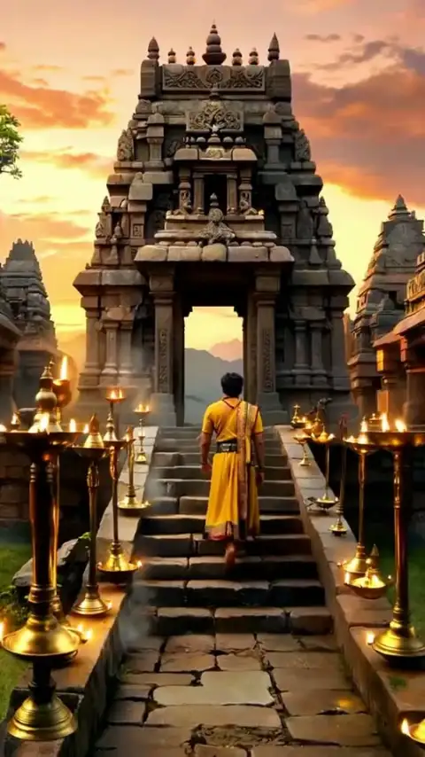 AI-generated image example: a South Indian temple at dawn